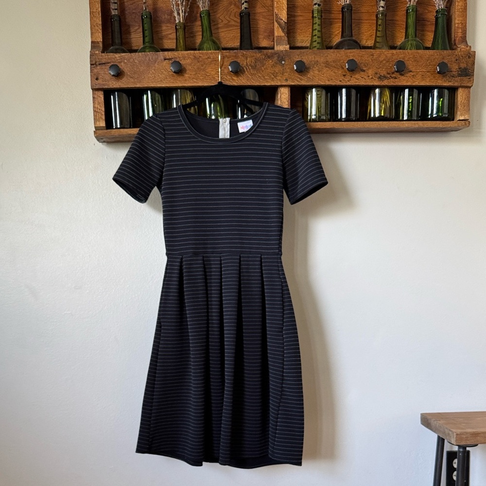 Amelia Black Striped Dress- with pockets